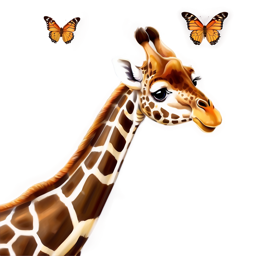 Giraffe With Butterfly Png Mkj PNG Image