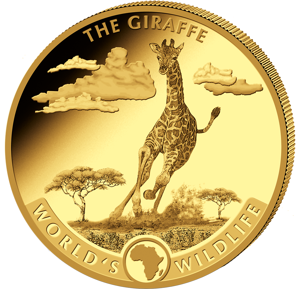 Giraffe Worlds Wildlife Gold Coin PNG Image