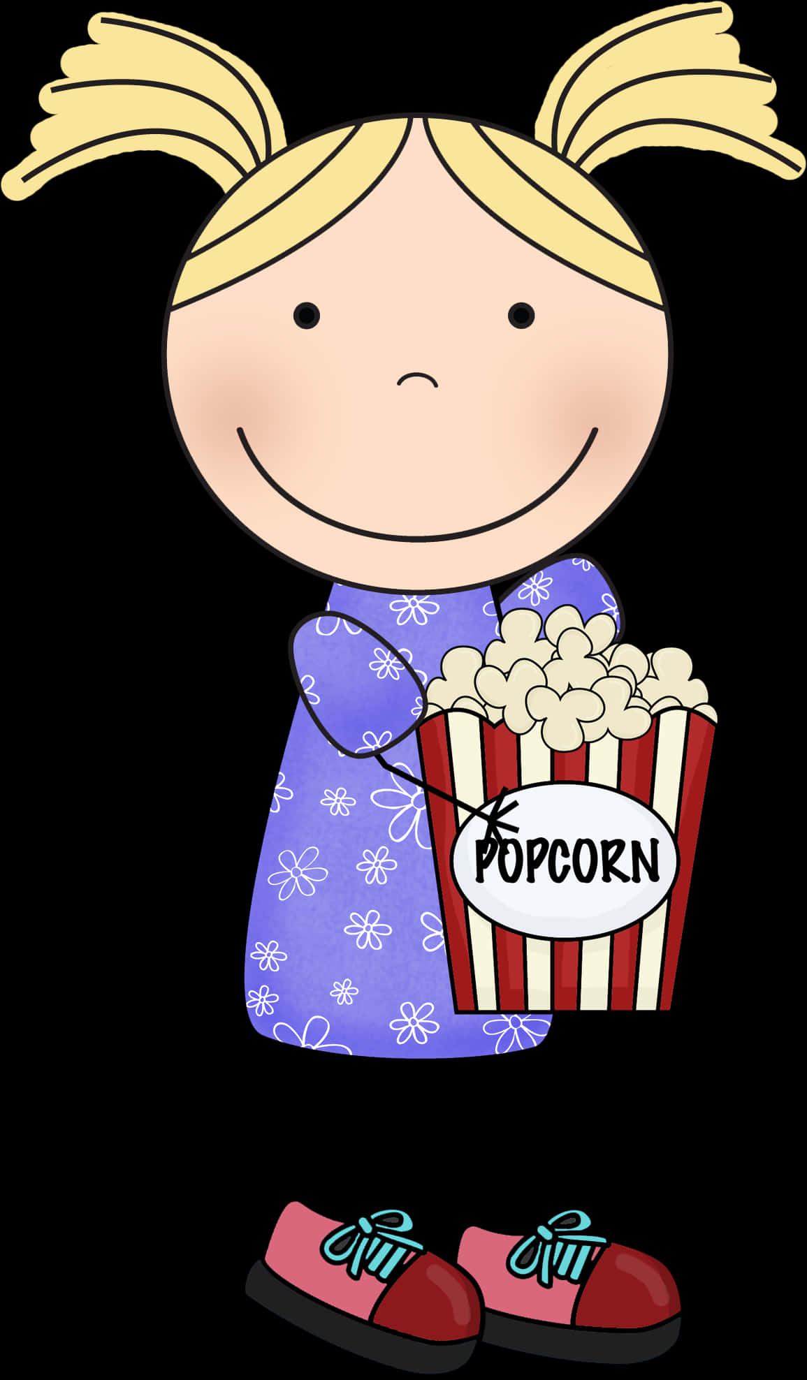 Girl Holding Popcorn Clipart PNG Image