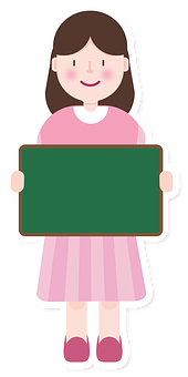 Girl Holding Sign Illustration PNG Image