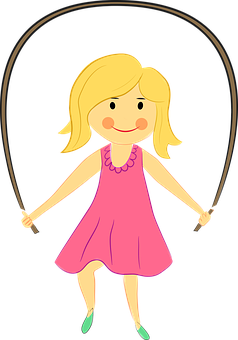 Girl Jumping Rope Cartoon PNG Image