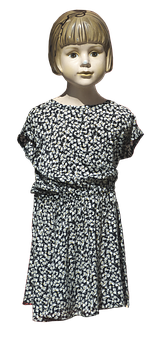 Girl Mannequinin Printed Dress PNG Image