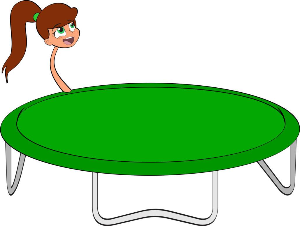 Girl Peeking Behind Trampoline PNG Image