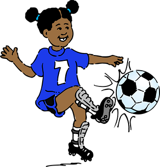 Girl Playing Soccer Cartoon PNG Image