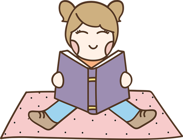 Girl Reading Book Cartoon PNG Image