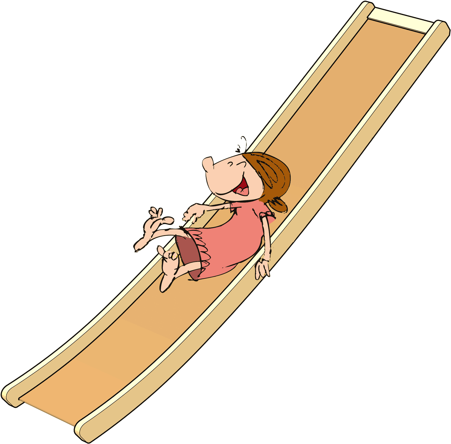 Girl Sliding Down Playground Slide PNG Image