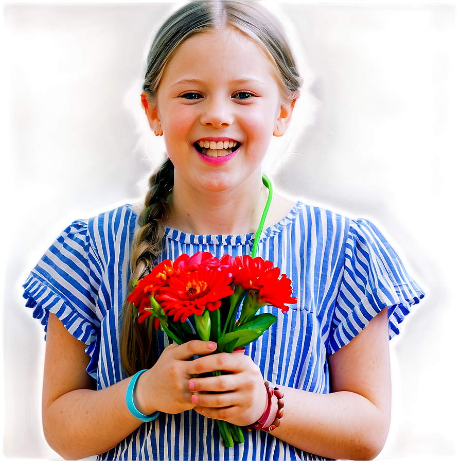 Girl With Flowers Png Eaf PNG Image