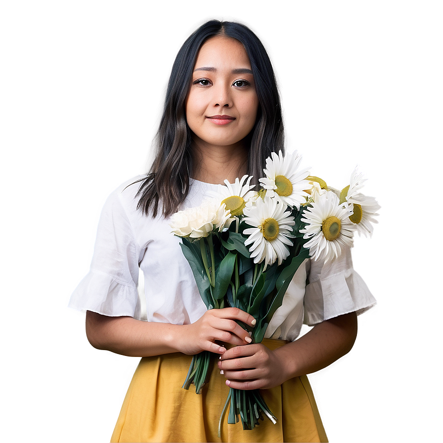 Girl With Flowers Png Jqv68 PNG Image