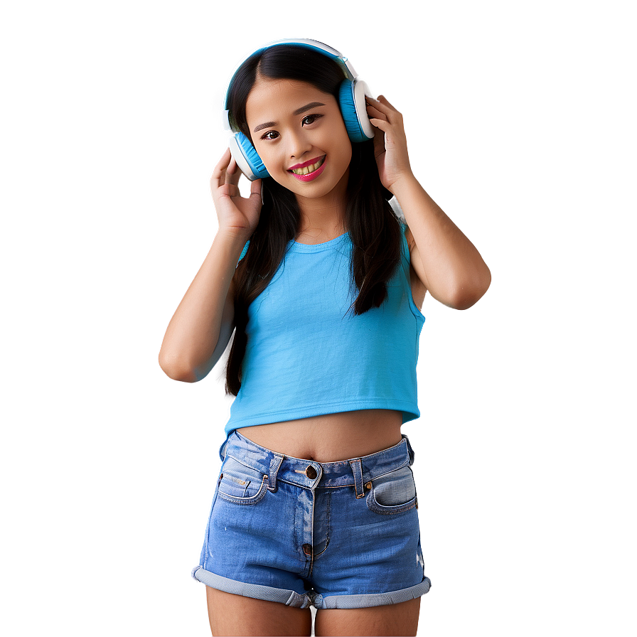 Girl With Headphones Png Ncu PNG Image