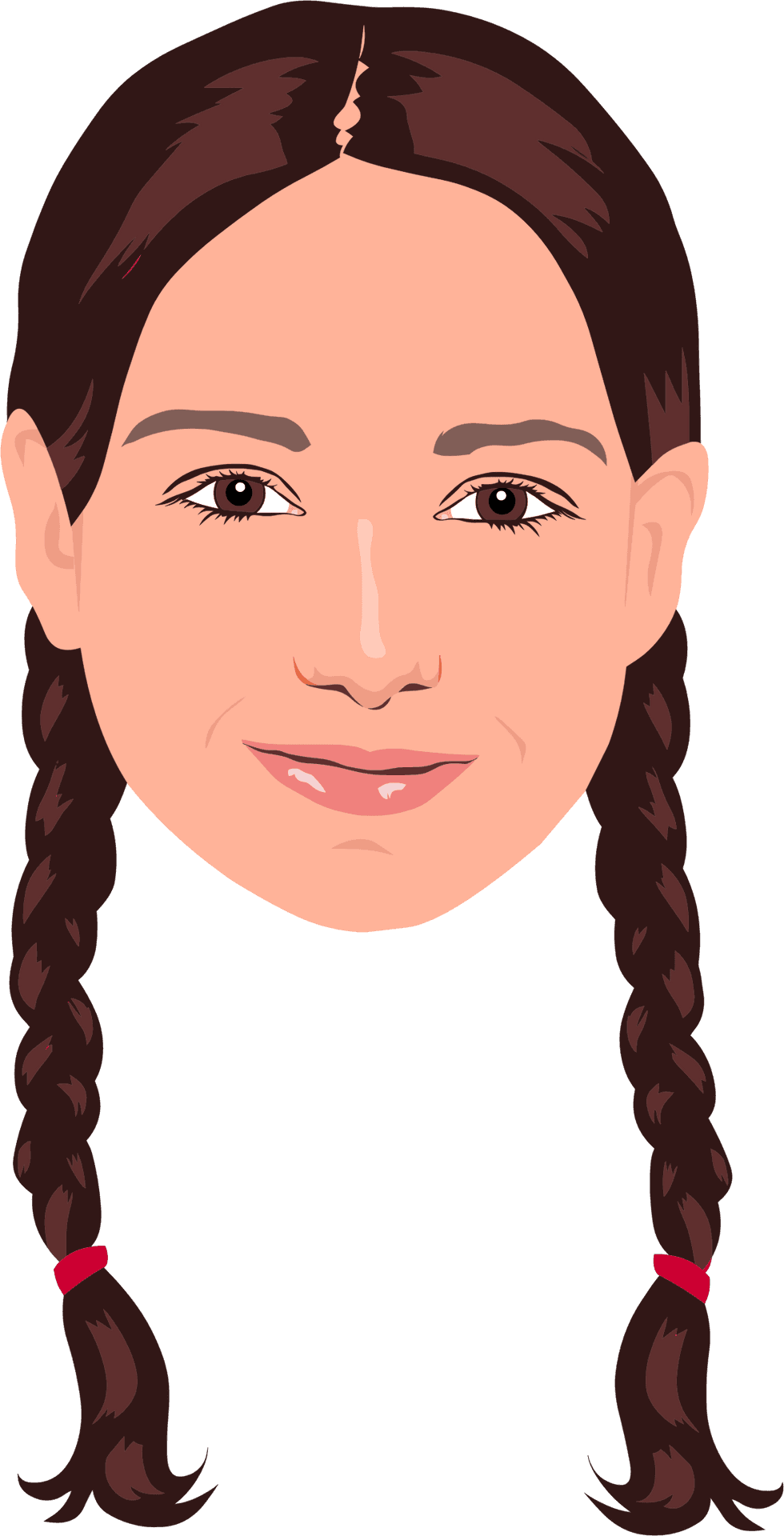 Girlwith Braided Hair Vector Portrait PNG Image