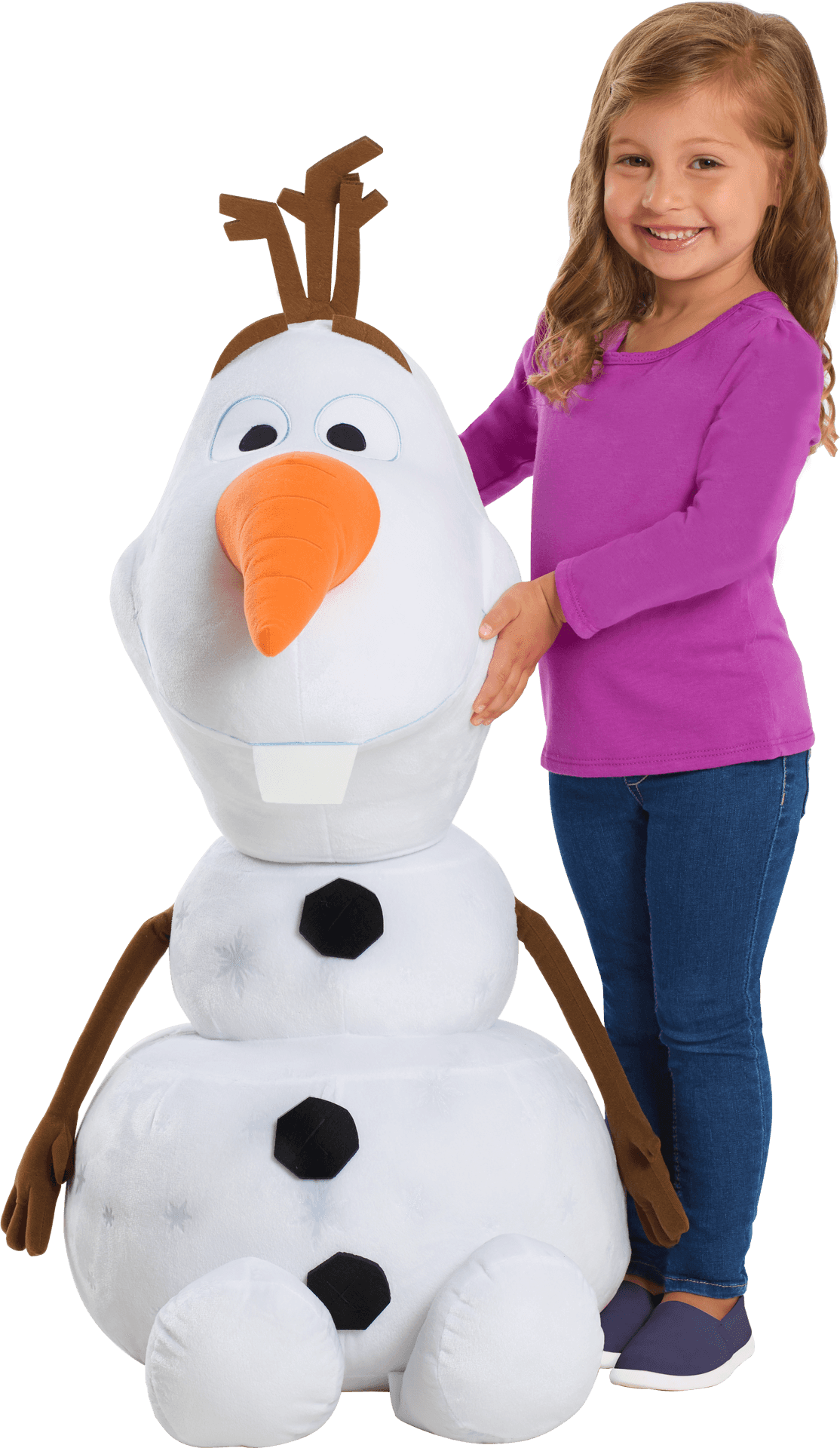 Girlwith Olaf Plush Toy PNG Image