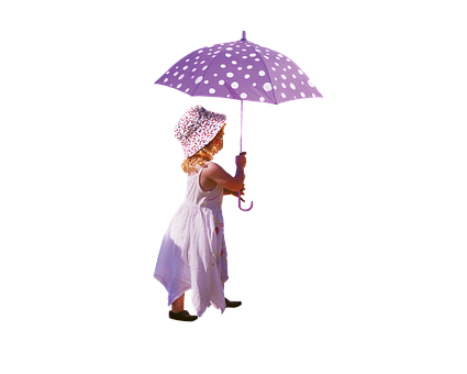 Girlwith Polka Dot Umbrella PNG Image