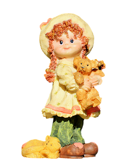 Girlwith Teddy Bear Figurine PNG Image