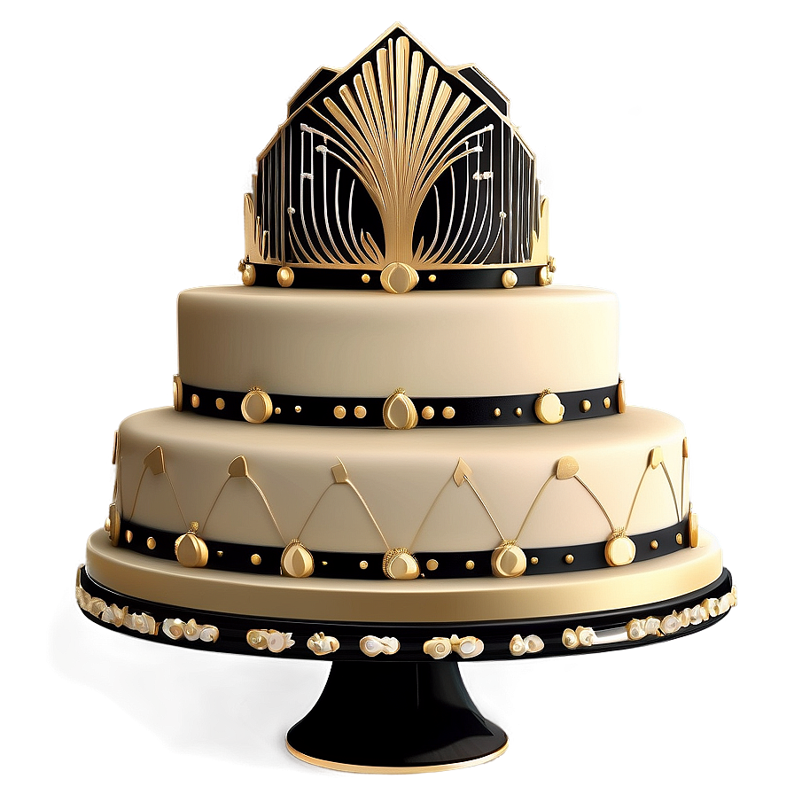 Glam Art Deco Wedding Cake Png Hed PNG Image