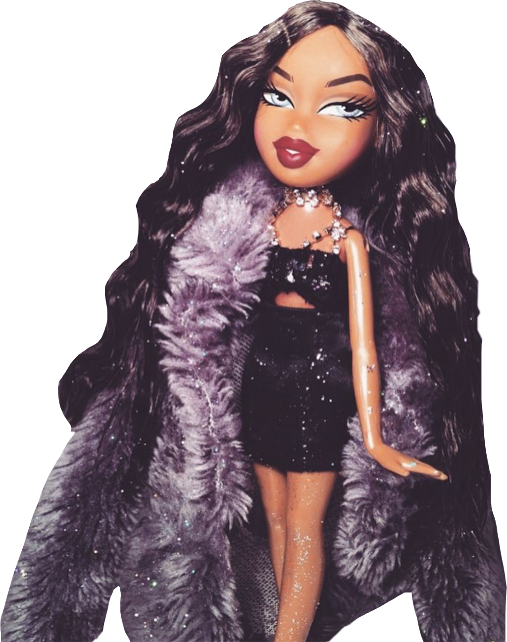 Glamorous Bratz Dollin Black Evening Wear PNG Image