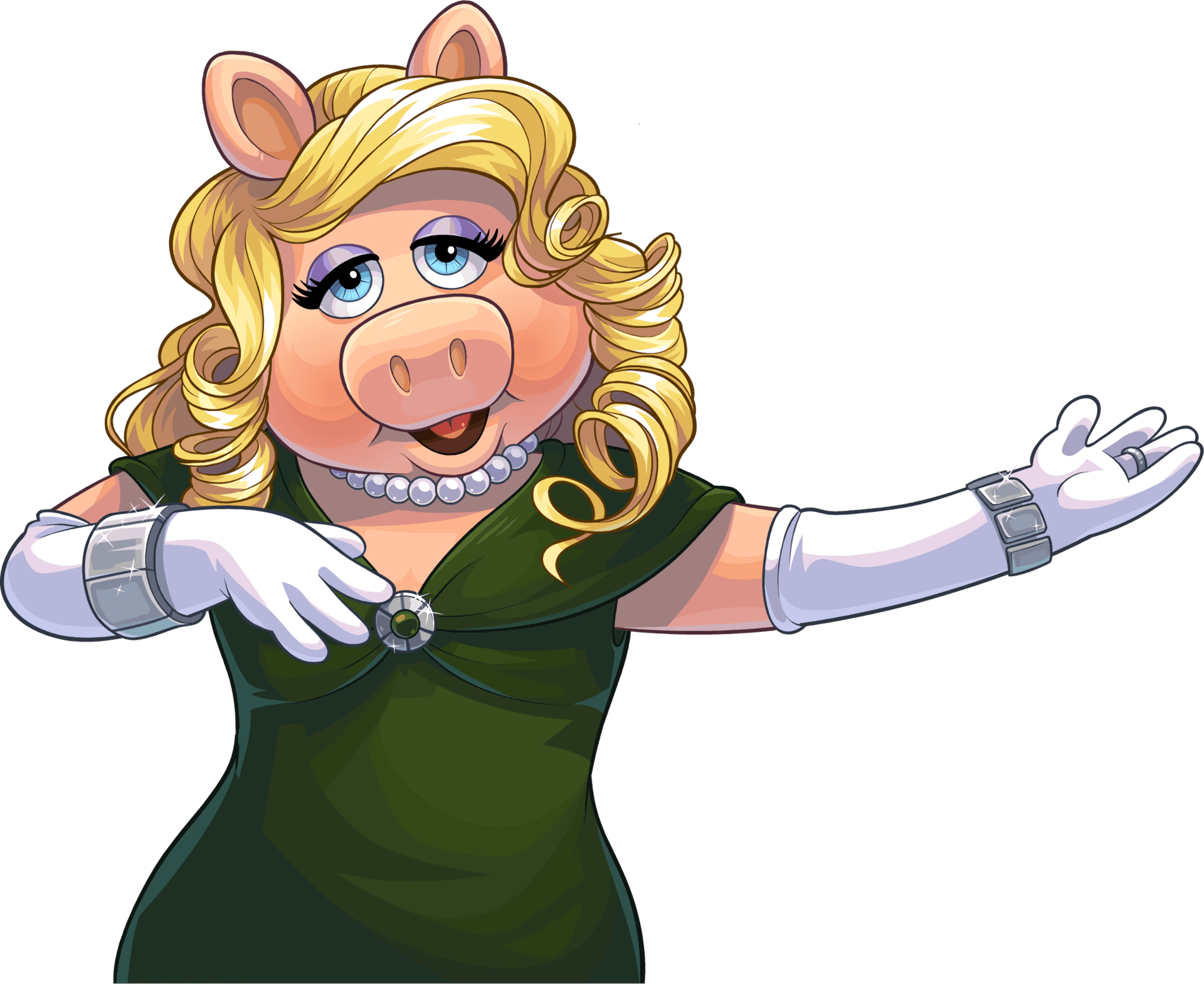 Glamorous Cartoon Pig Diva PNG Image