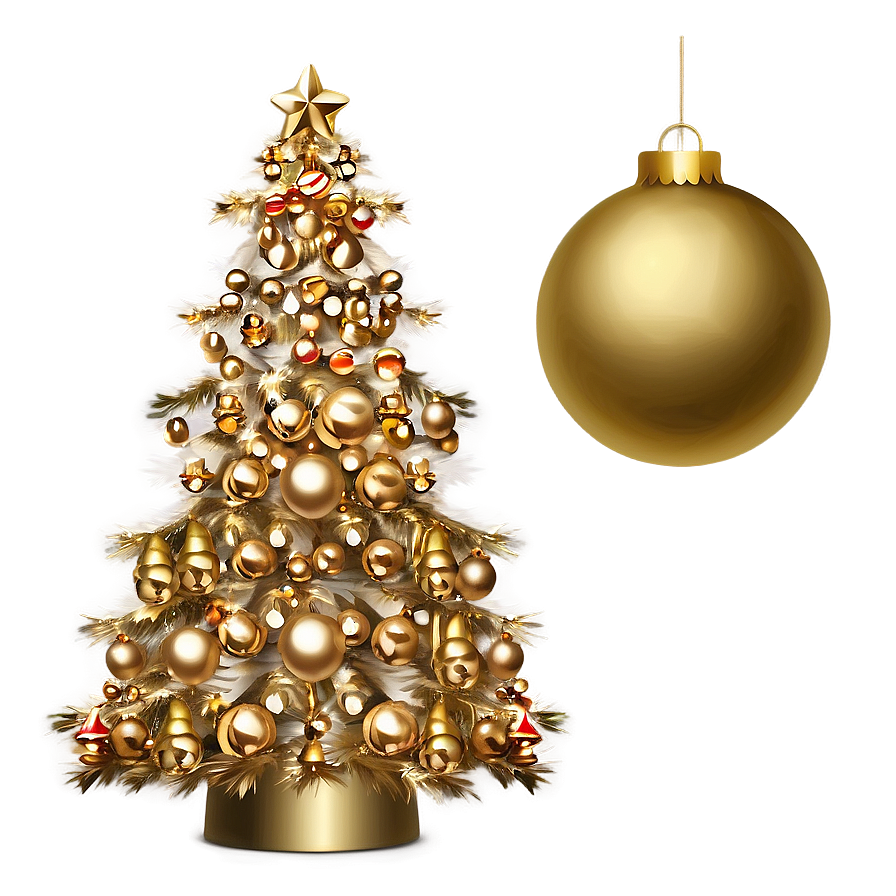 Glamorous Gold Christmas Tree Setups Png Cet26 PNG Image