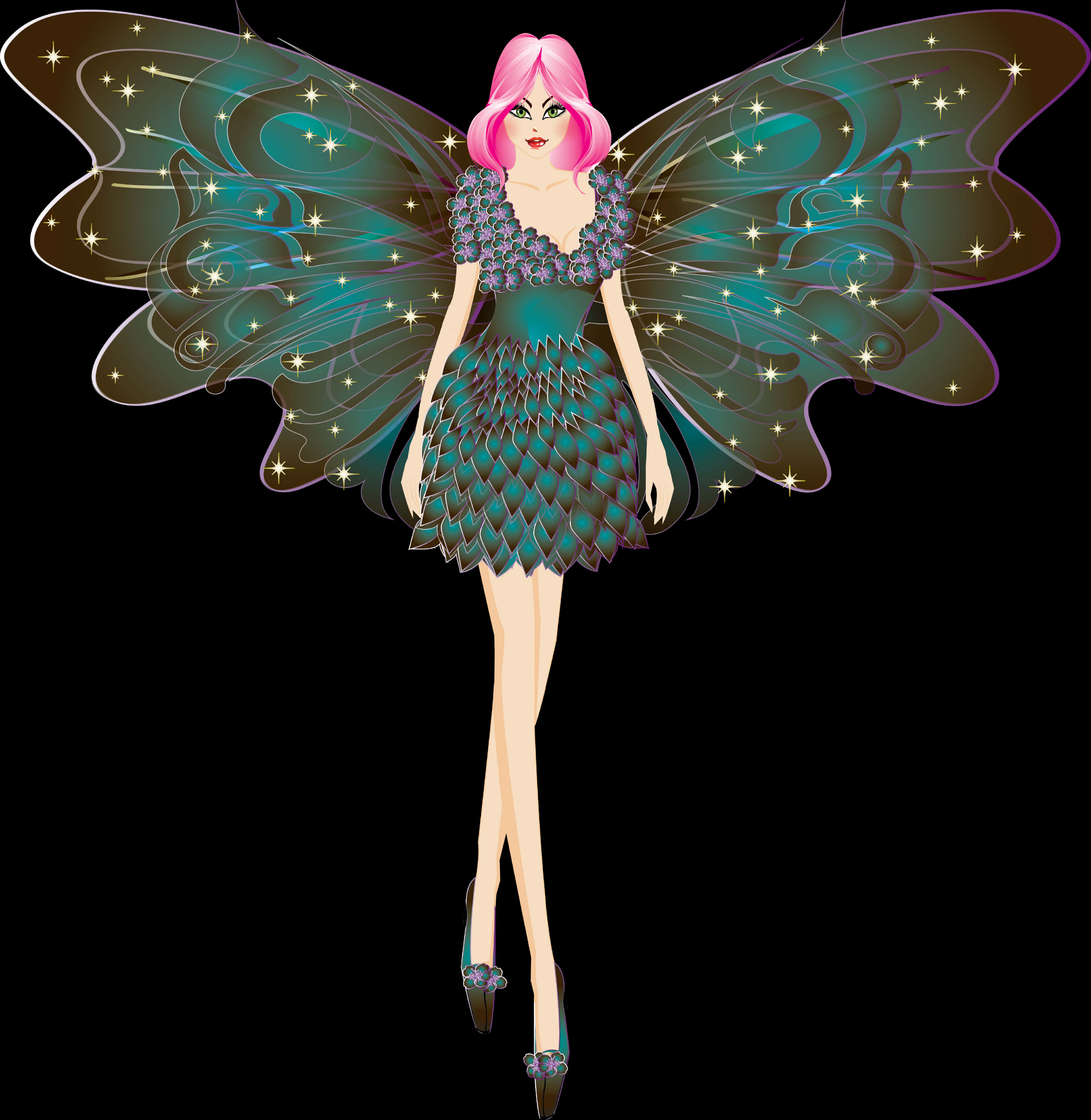 Glamorous Pink Haired Fairy PNG Image