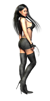 Glamorous3 D Modelin Lingerieand Boots PNG Image