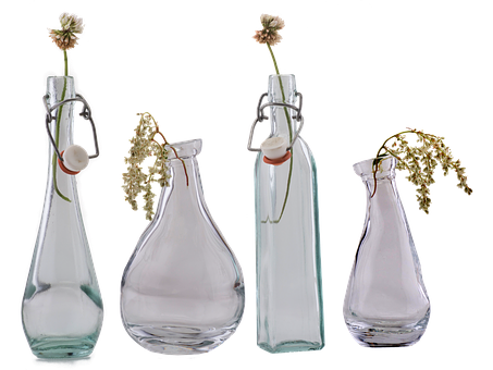 Glass Bottleswith Flowers Still Life PNG Image