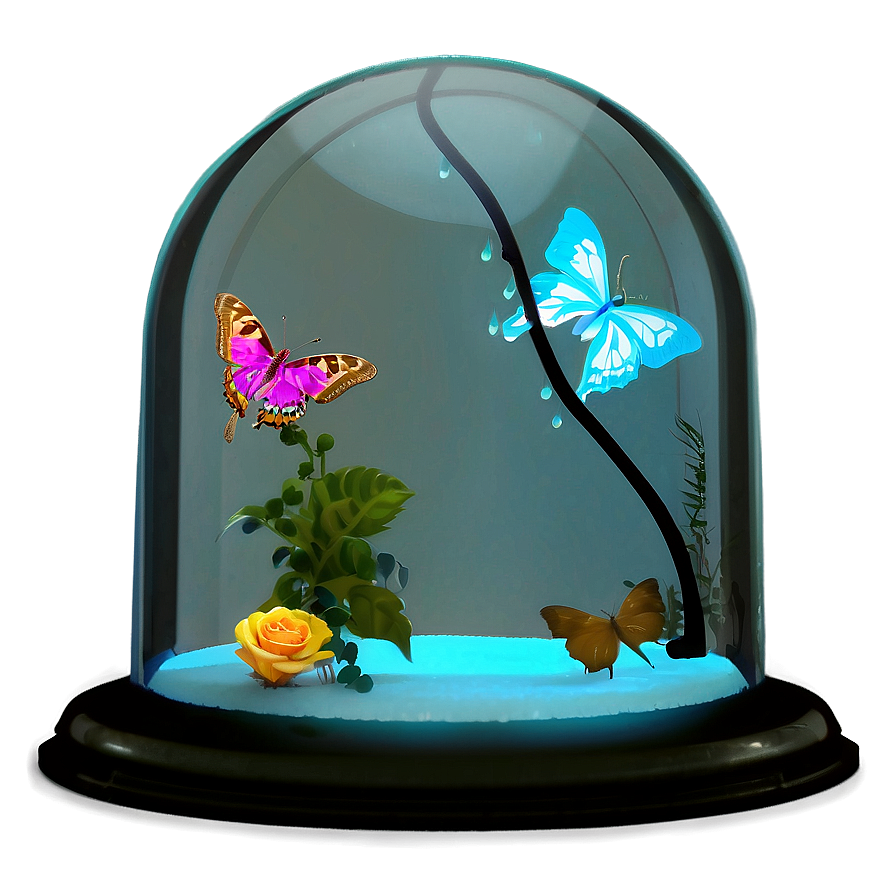 Glass Dome With Butterfly Png Hbh PNG Image