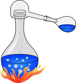 Glass Flask Over Fire Illustration PNG Image