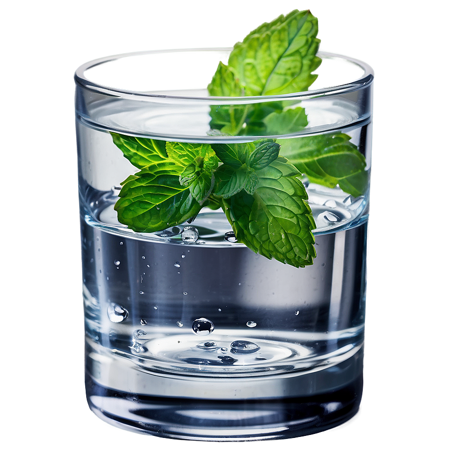 Glass Of Water With Mint Png Yov95 PNG Image