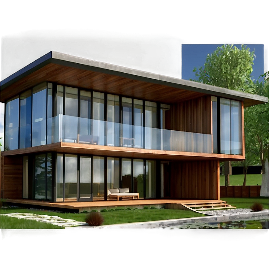 Glass-walled Modern House Designs Png 06202024 PNG Image