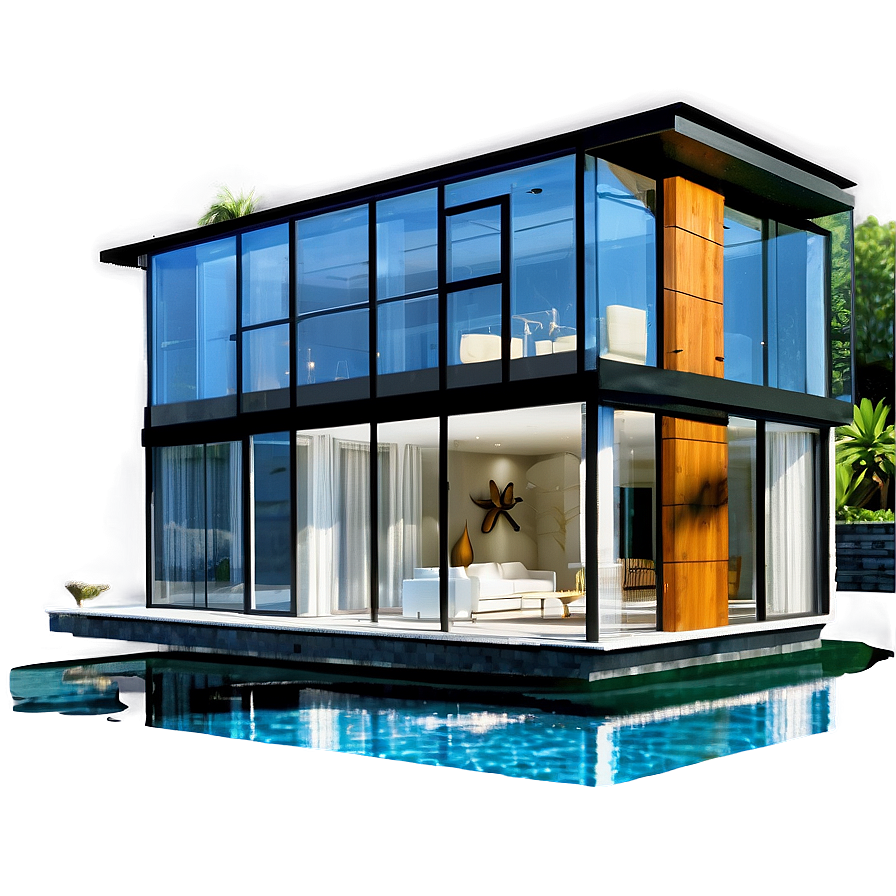 Glass-walled Modern House Designs Png Wng PNG Image