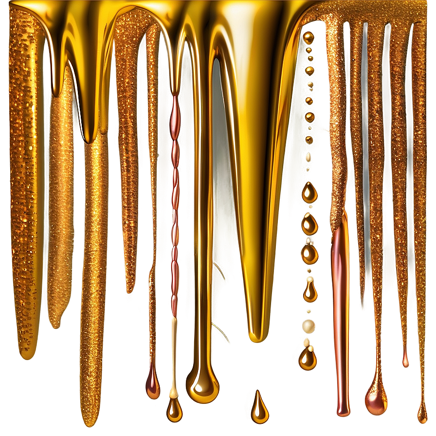 Gleaming Gold Glitter Drip Png 2 PNG Image