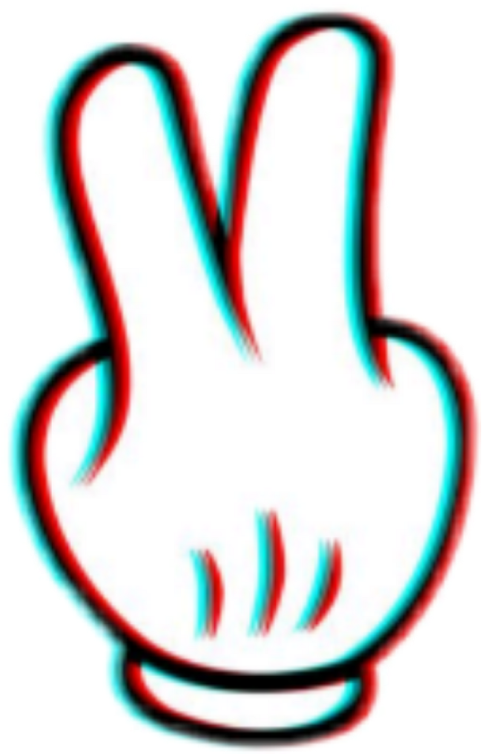 Glitched Hand Peace Sign PNG Image