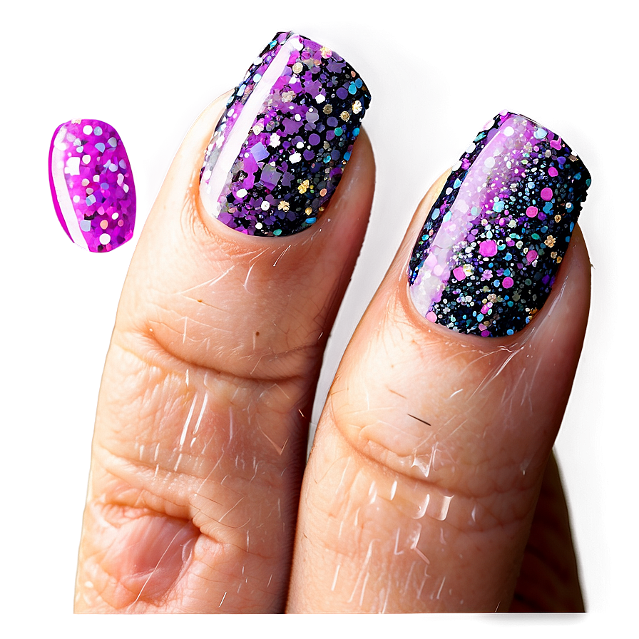 Glitter Acrylic Nails Looks Png Yuu PNG Image