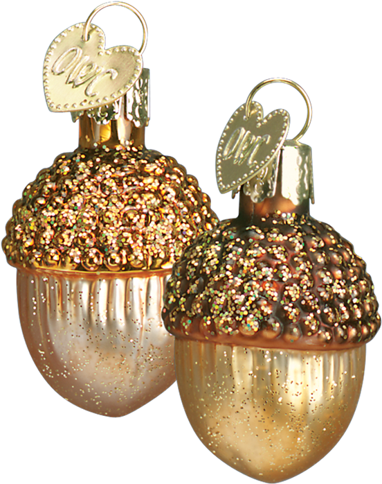 Glittering Acorn Ornaments PNG Image