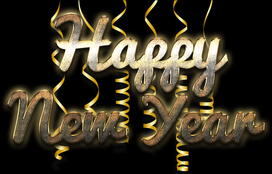 Glittering Happy New Year Celebration PNG Image