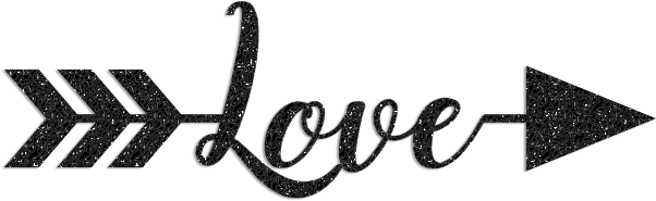 Glittering Love Arrow Black White PNG Image