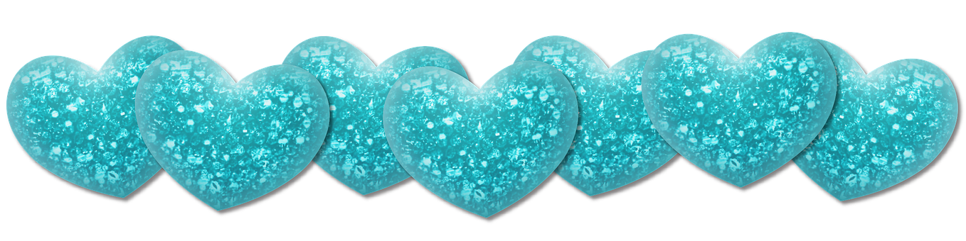 Glittering Teal Hearts Pattern PNG Image