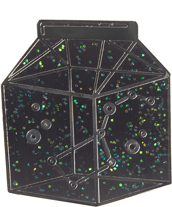 Glittery Black Milk Carton Pin PNG Image