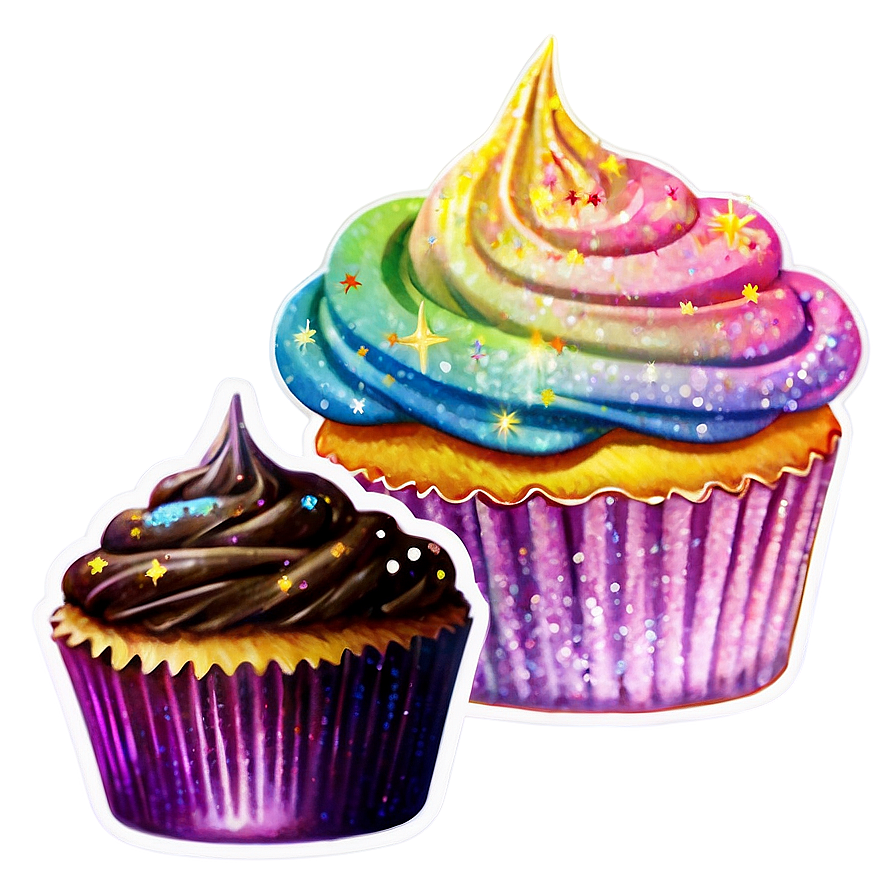 Glittery Cupcake Sticker Png 05252024 PNG Image