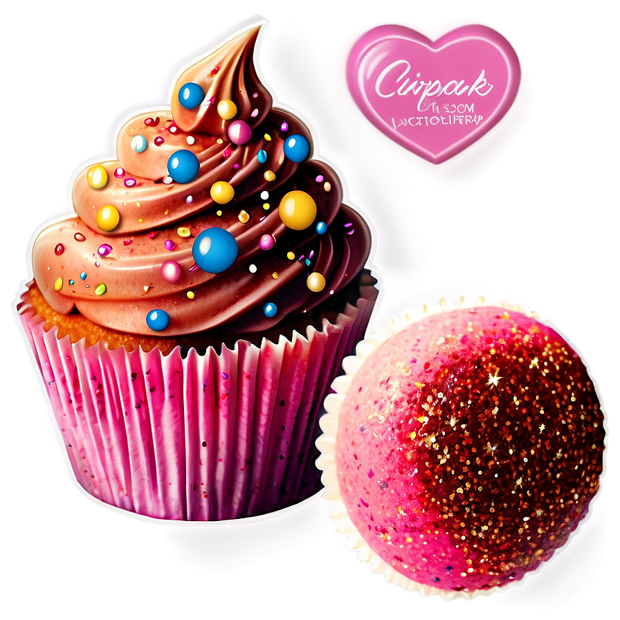 Glittery Cupcake Sticker Png Ybc42 PNG Image