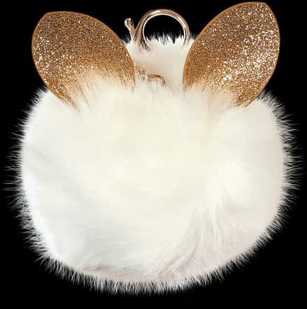 Glittery Ears Furry Pom Pom Keychain PNG Image