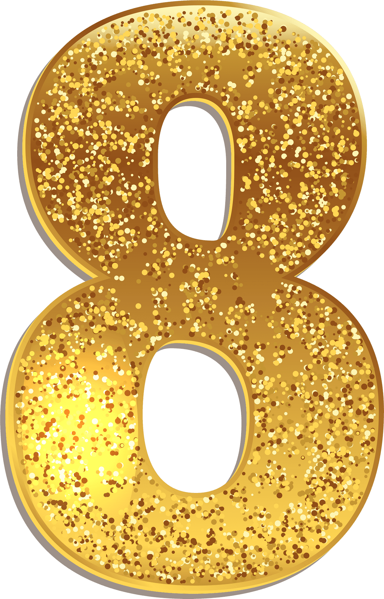 Glittery Gold Number8 PNG Image