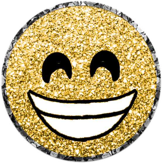 Glittery Gold Smiley Face Emoji.png PNG Image