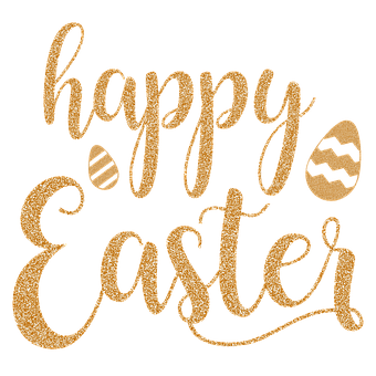 Glittery Happy Easter Greeting PNG Image