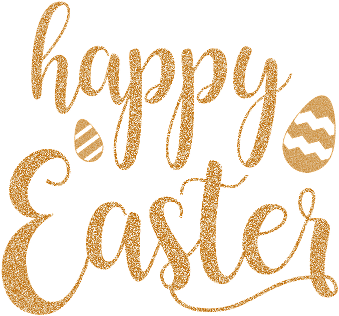 Glittery Happy Easter Greeting PNG Image