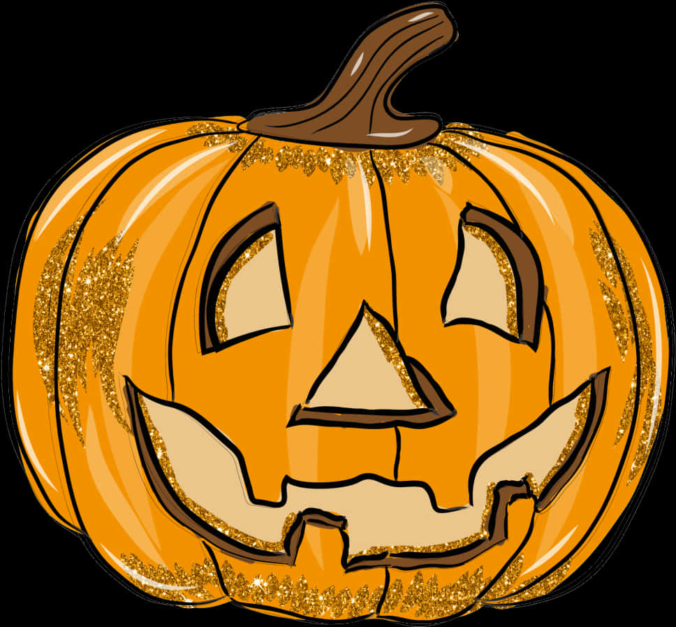 Glittery Jack O Lantern Graphic PNG Image