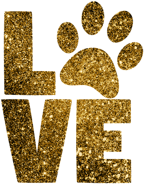 Glittery Love Paw Graphic PNG Image