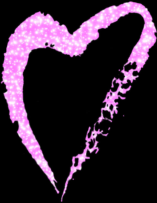 Glittery Pink Heart Outline PNG Image