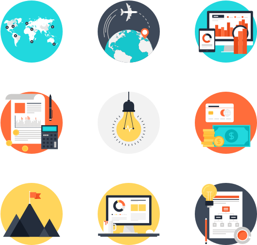 Global Business Concepts Icons PNG Image