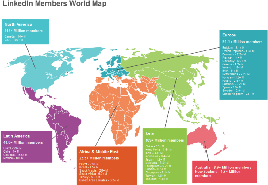 Global Linked In Membership Distribution Map PNG Image