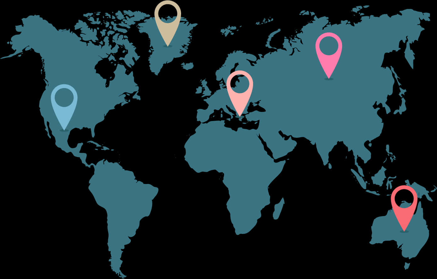 Global Mapwith Pins PNG Image